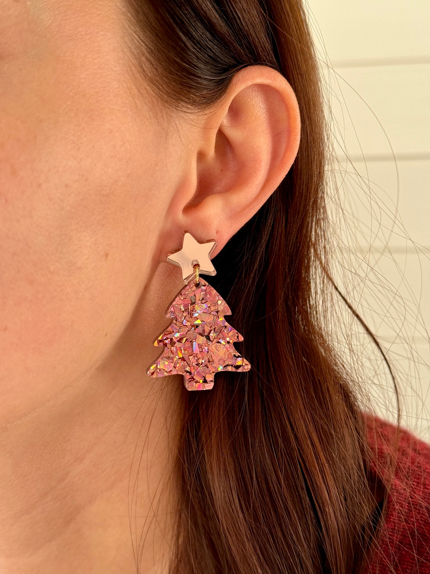 Joulukuusi-korvakorut, ruusukulta