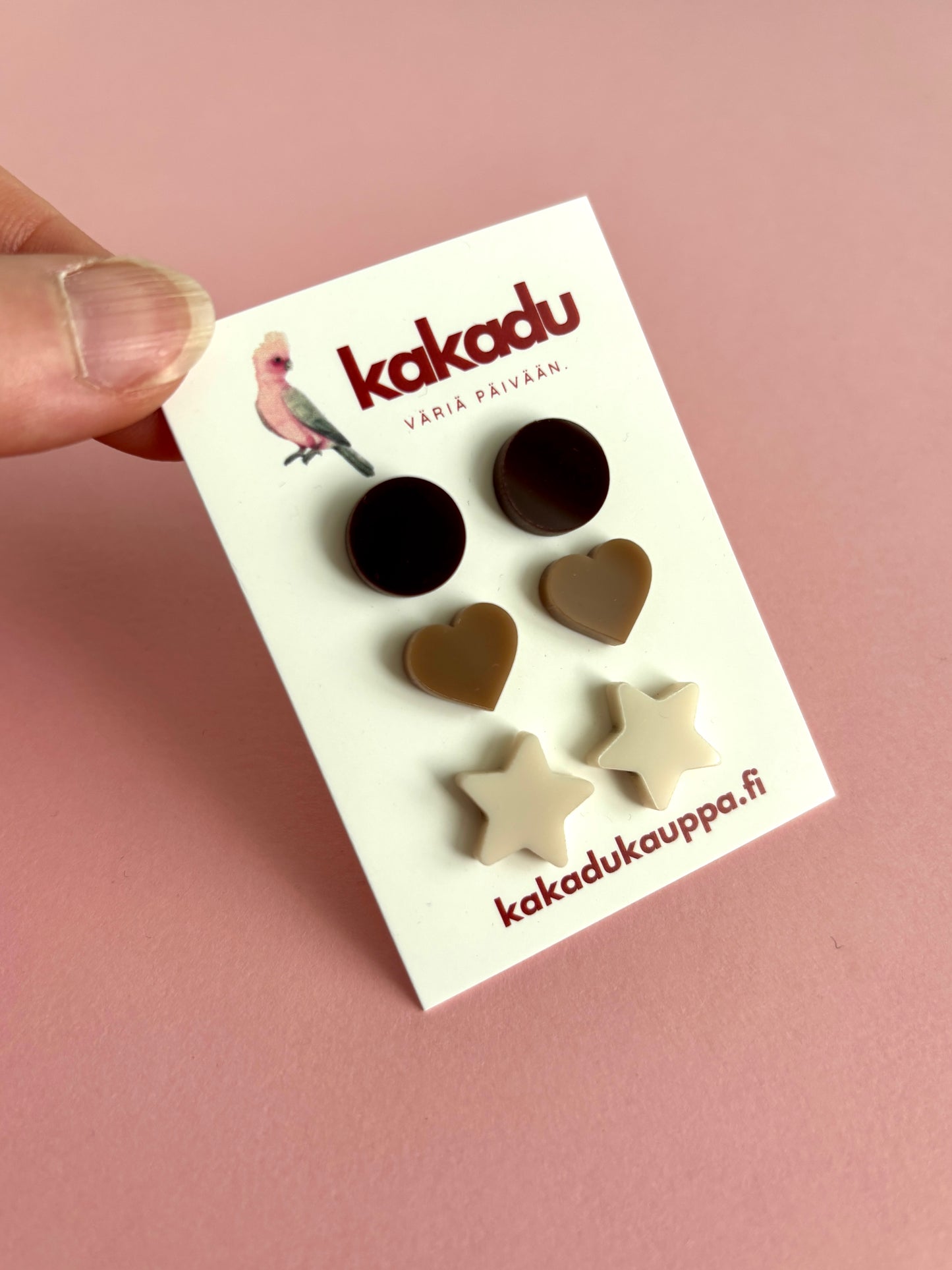 SHAPES-nappikorvakorut 3-pack, ruskea