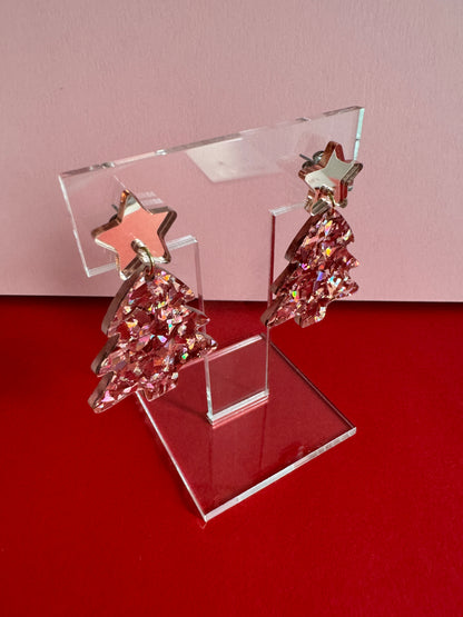 Joulukuusi-korvakorut, ruusukulta