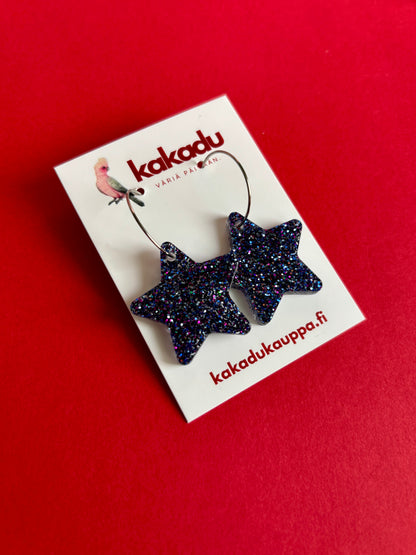 Tähti-korvakorut, kosmos glitter