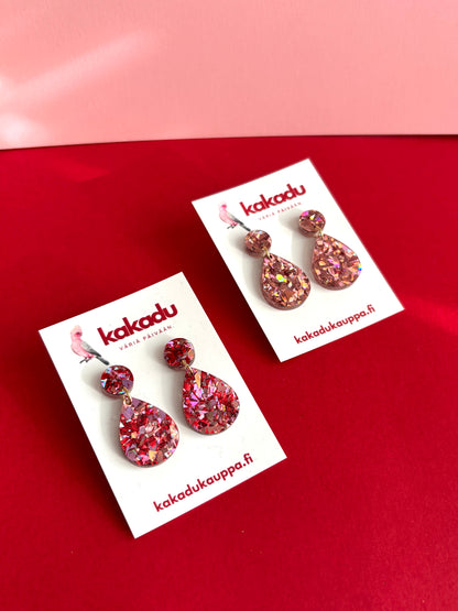 Isot Juhlapisara-korvakorut, punainen