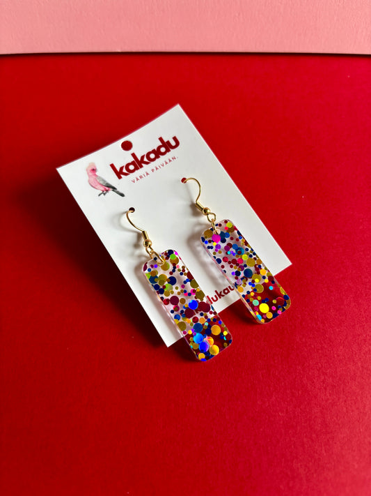 Kosketin-korvakorut, sininen-konfetti