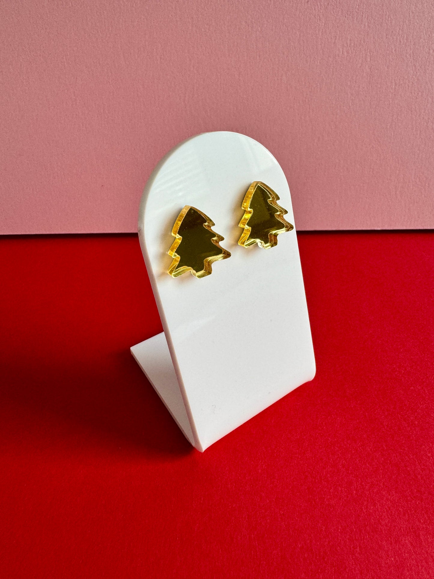 Joulukuusi-nappikorvakorut, kulta