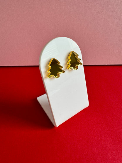 Joulukuusi-nappikorvakorut, kulta