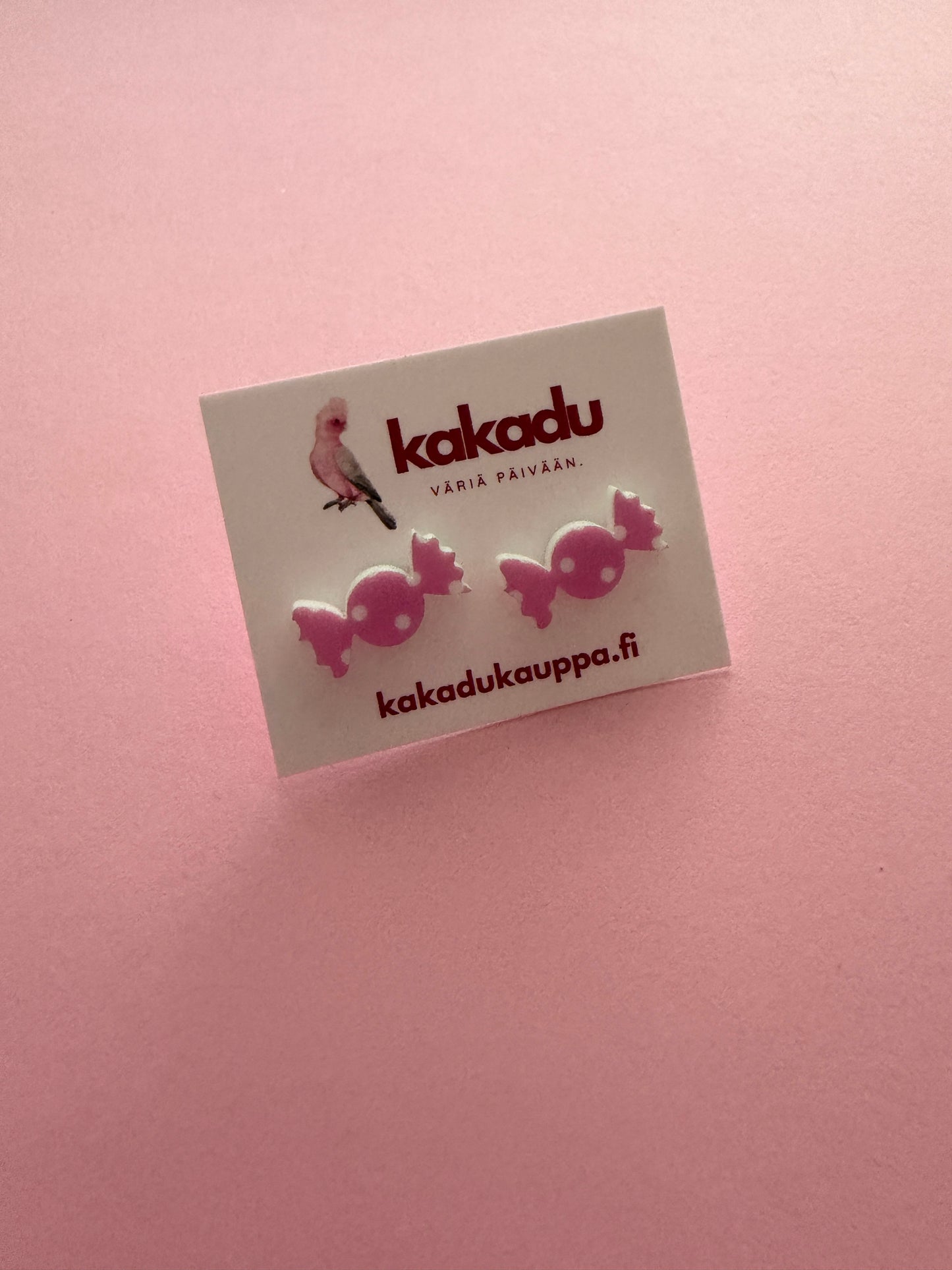 Karkki-nappikorvakorut, vaaleanpunainen