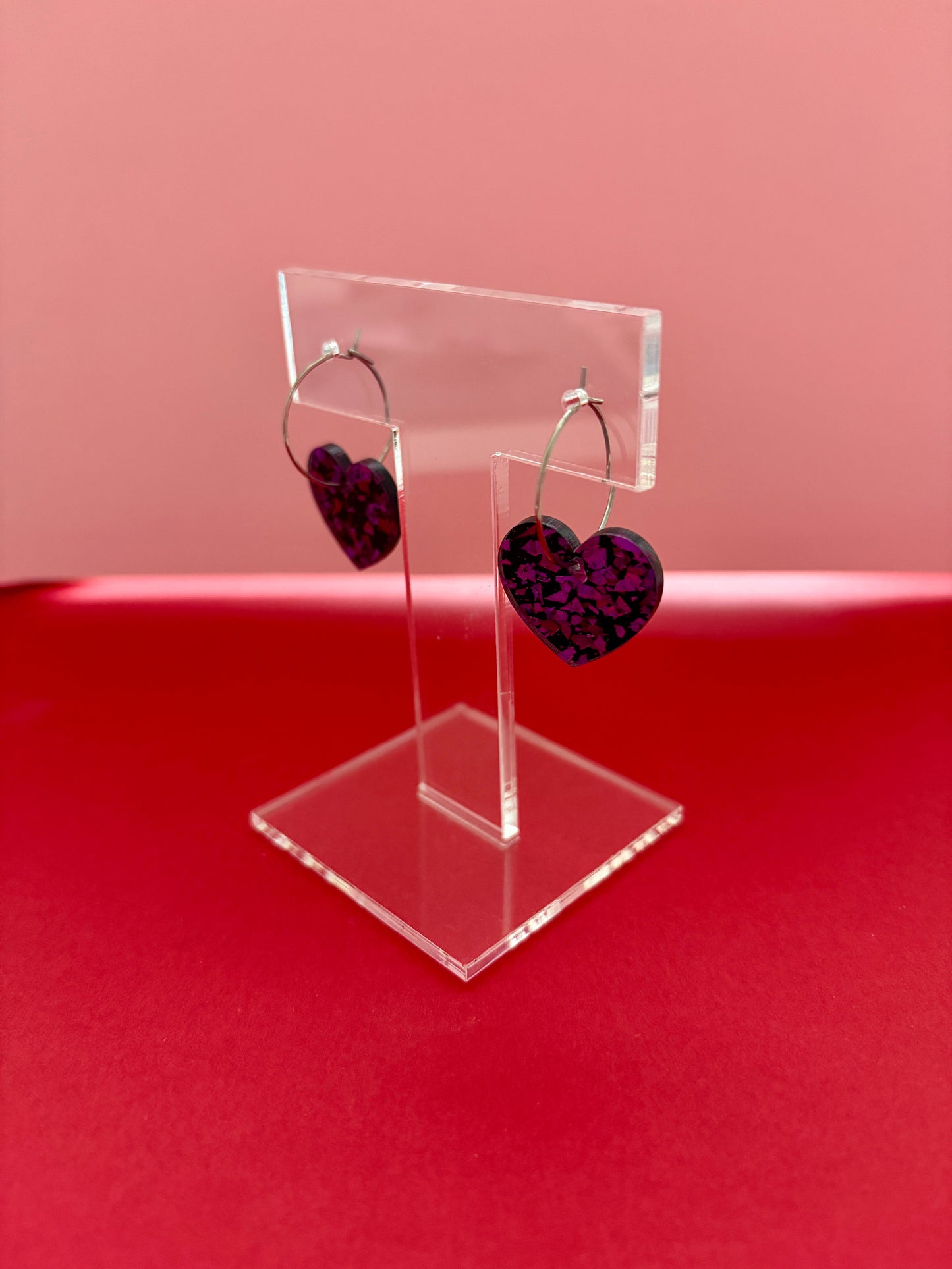 Sydän-korvakorut, violetti