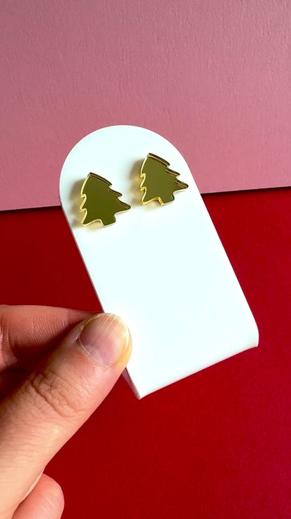 Joulukuusi-nappikorvakorut, kulta