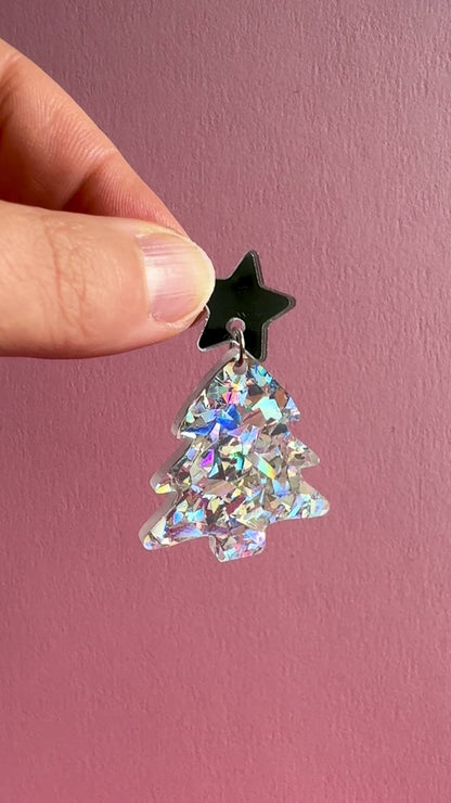 Joulukuusi-korvakorut, hopea