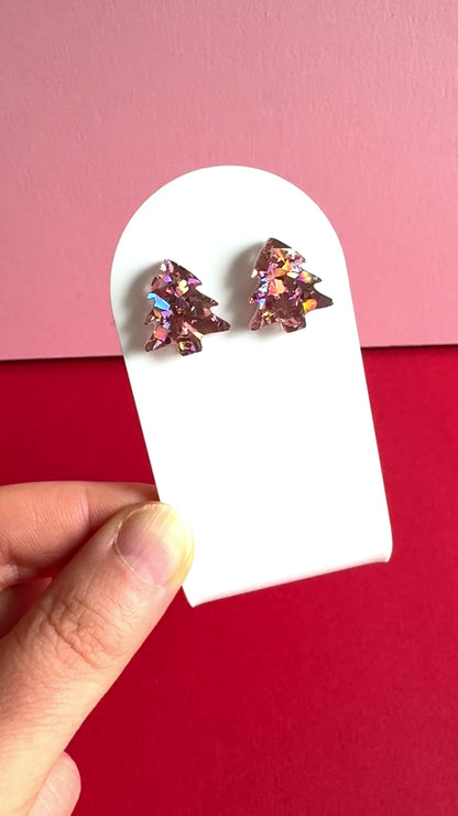 Joulukuusi-nappikorvakorut, ruusukulta